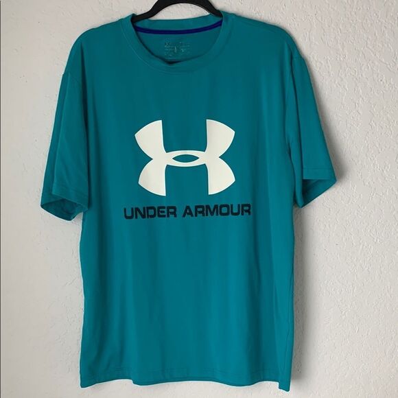 Under Armour Men's Sportstyle Teal T-Shirt Short Sleeve Logo Size LG - Picture 1 of 6